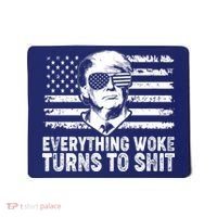 Funny Trump Everything Woke Turns To Shit Distressed USA American Flag Mousepad thumb 0