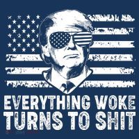 Funny Trump Everything Woke Turns To Shit Distressed USA American Flag Mousepad thumb 1