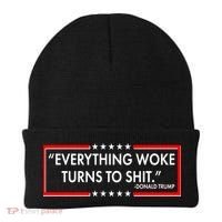 Funny Trump Everything Woke Turns To Shit Beanie thumb 0