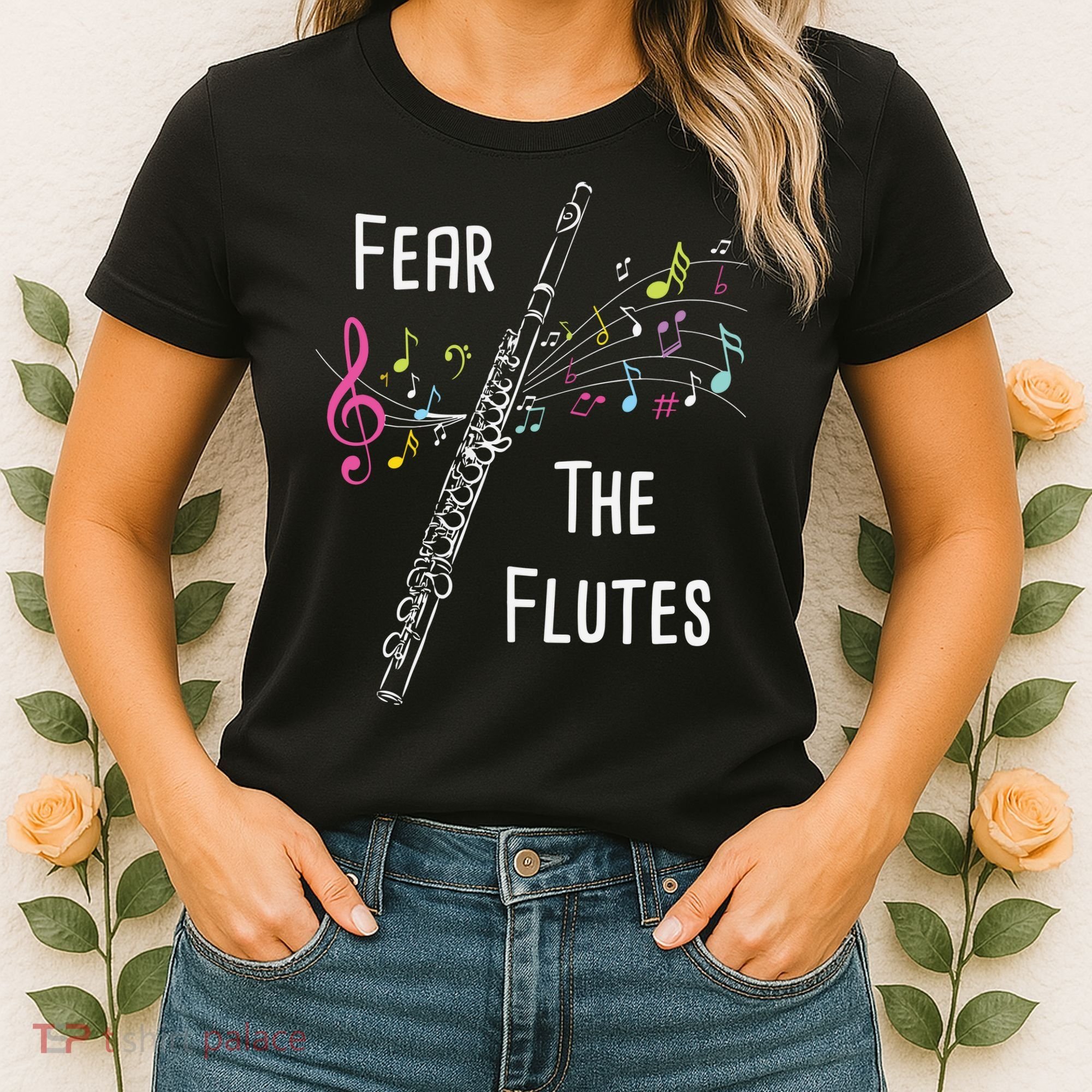 Fear The Flutes Flute Player Flutist Marching Band Music Women's T-Shirt