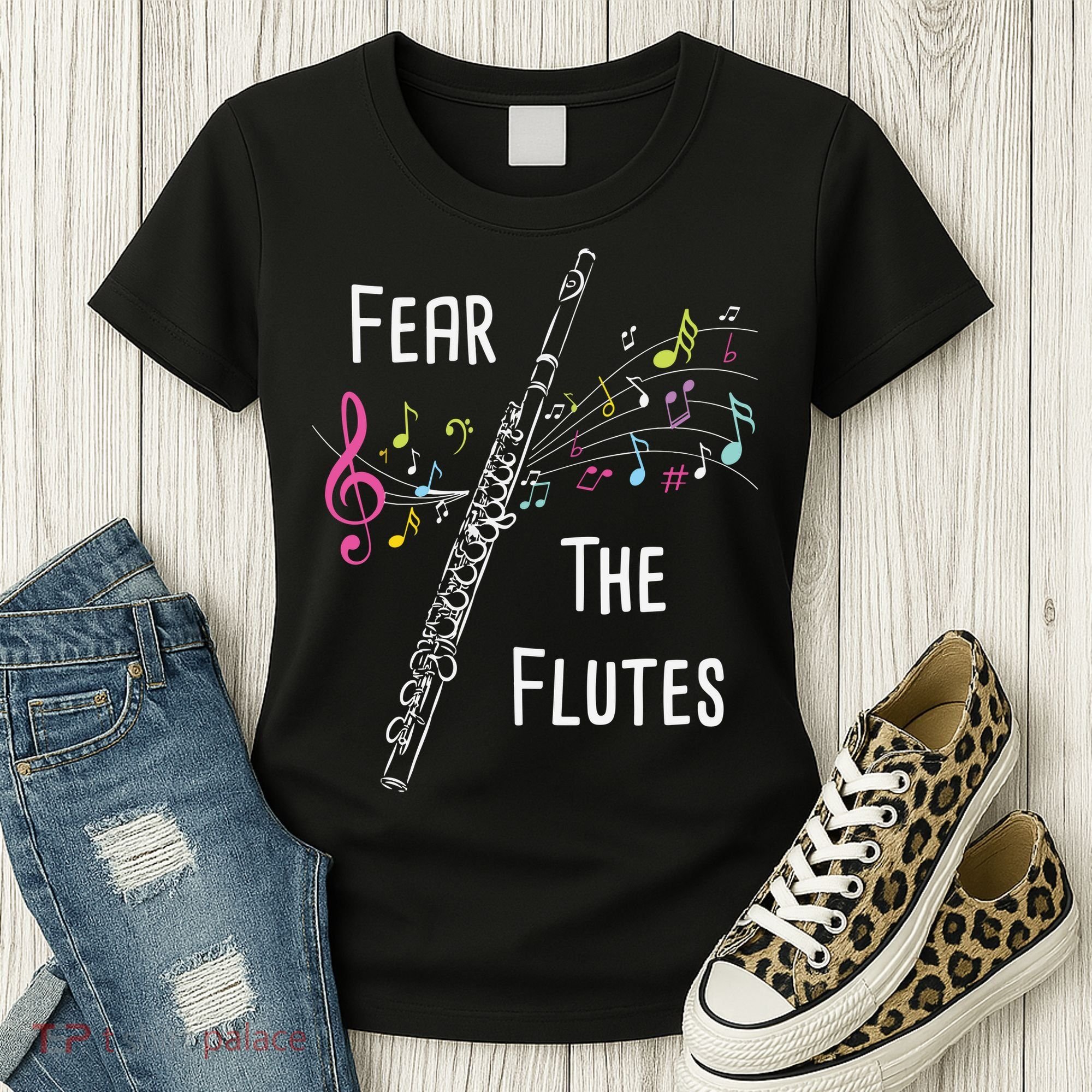 Fear The Flutes Flute Player Flutist Marching Band Music Women's T-Shirt