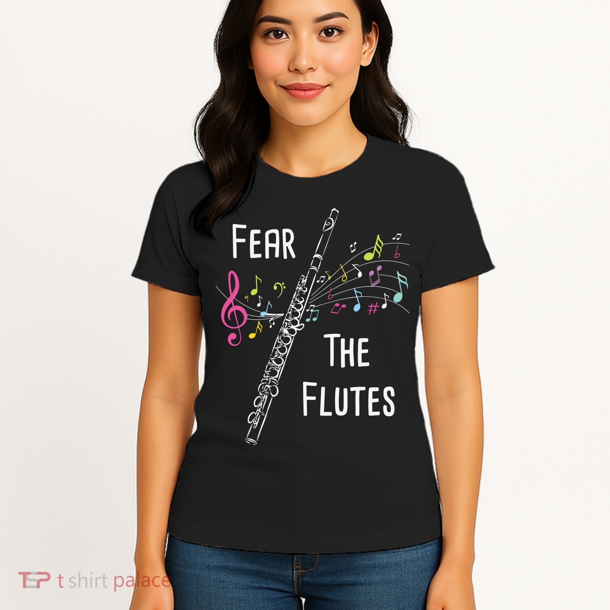 Fear The Flutes Flute Player Flutist Marching Band Music Women's T-Shirt