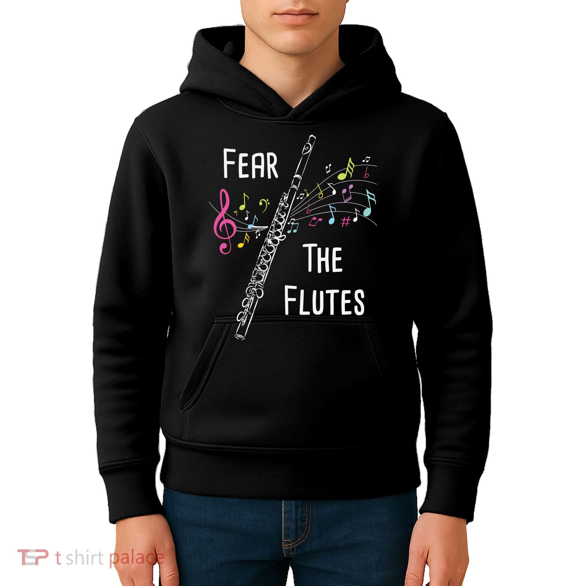 Fear The Flutes Flute Player Flutist Marching Band Music Kids Hoodie