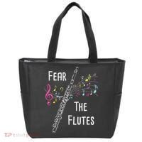 Fear The Flutes Flute Player Flutist Marching Band Music Tote Bag thumb 0