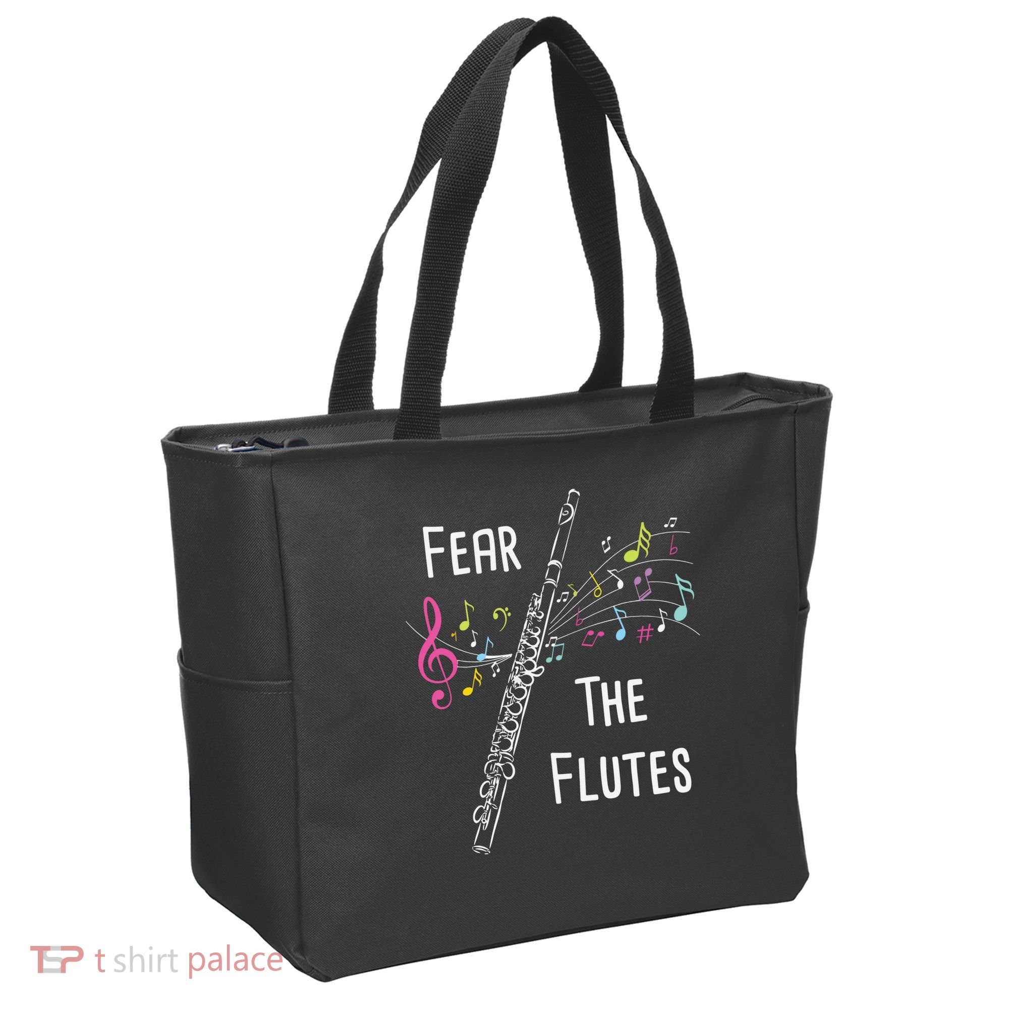 Fear The Flutes Flute Player Flutist Marching Band Music Tote Bag