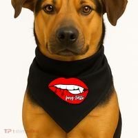 Fang Tastic Funny Vampire Lips USA-Made Doggie Bandana thumb 1