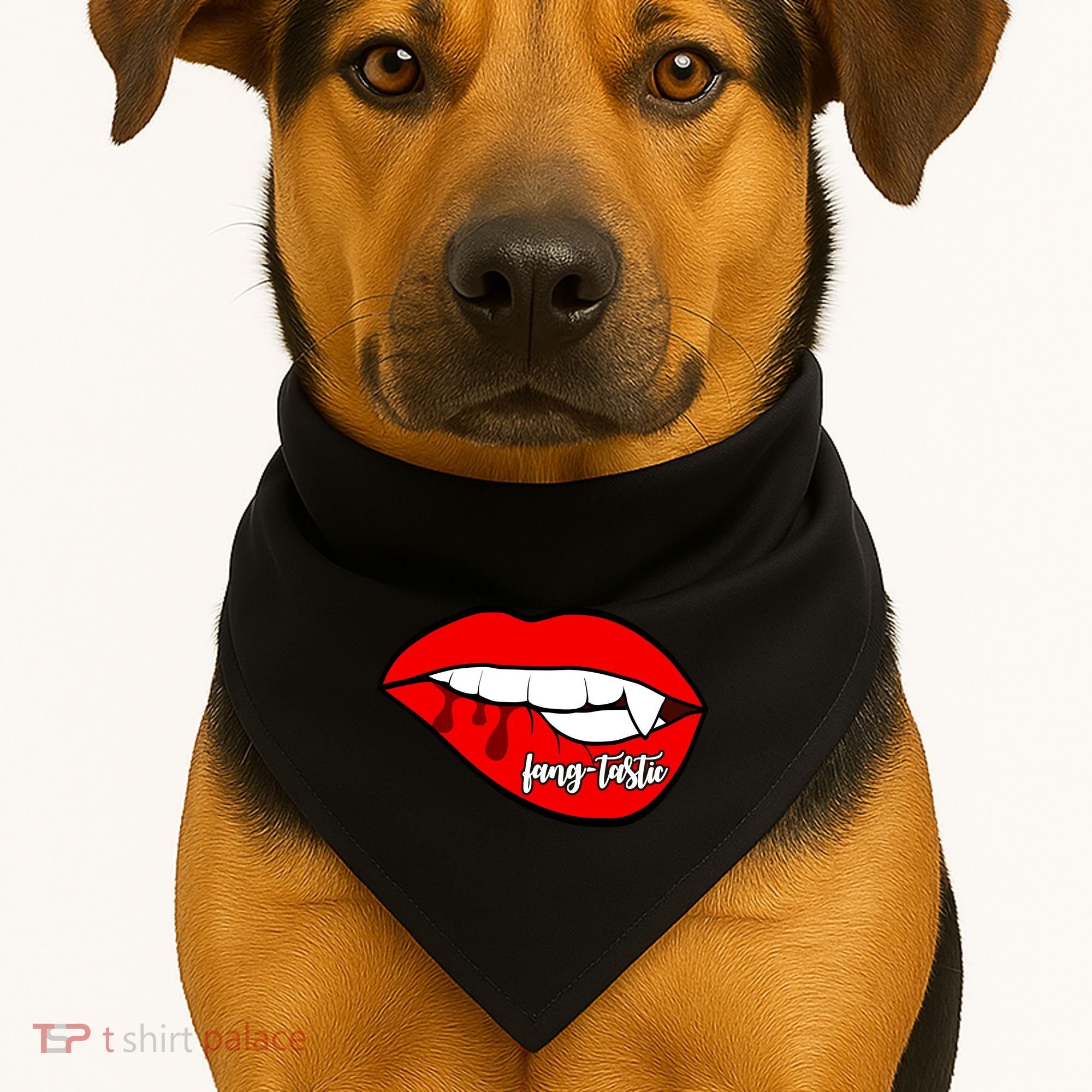 Fang Tastic Funny Vampire Lips USA-Made Doggie Bandana