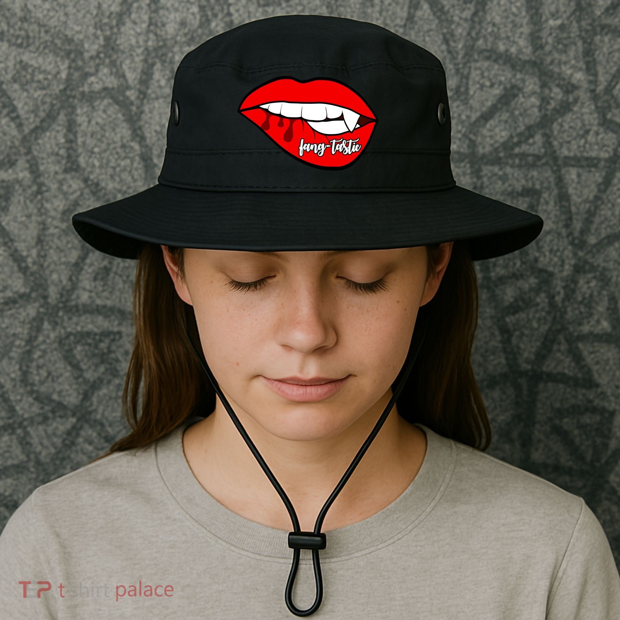 Fang Tastic Funny Vampire Lips Bucket Hat