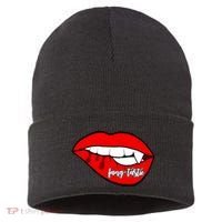 Fang Tastic Funny Vampire Lips Sustainable Knit Beanie thumb 0