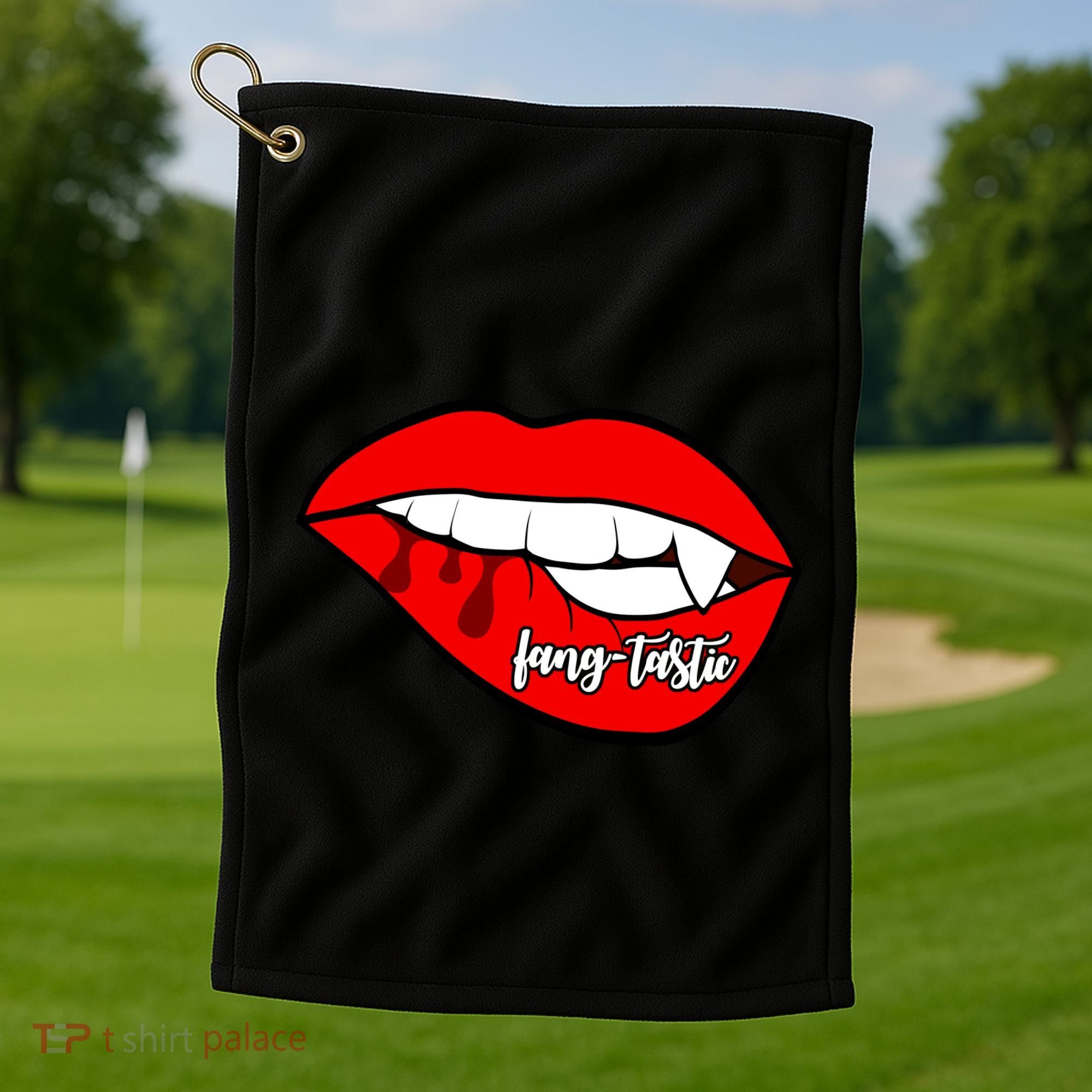 Fang Tastic Funny Vampire Lips Golf Towel