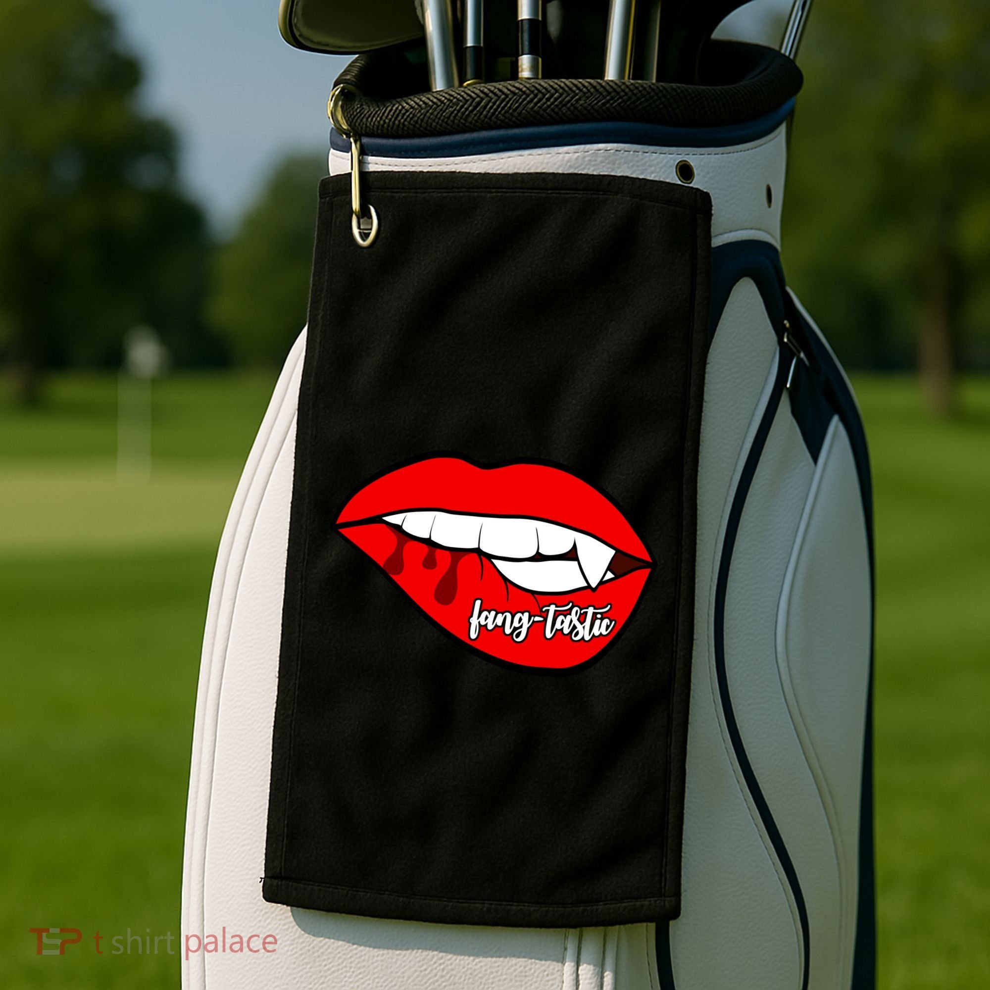 Fang Tastic Funny Vampire Lips Golf Towel