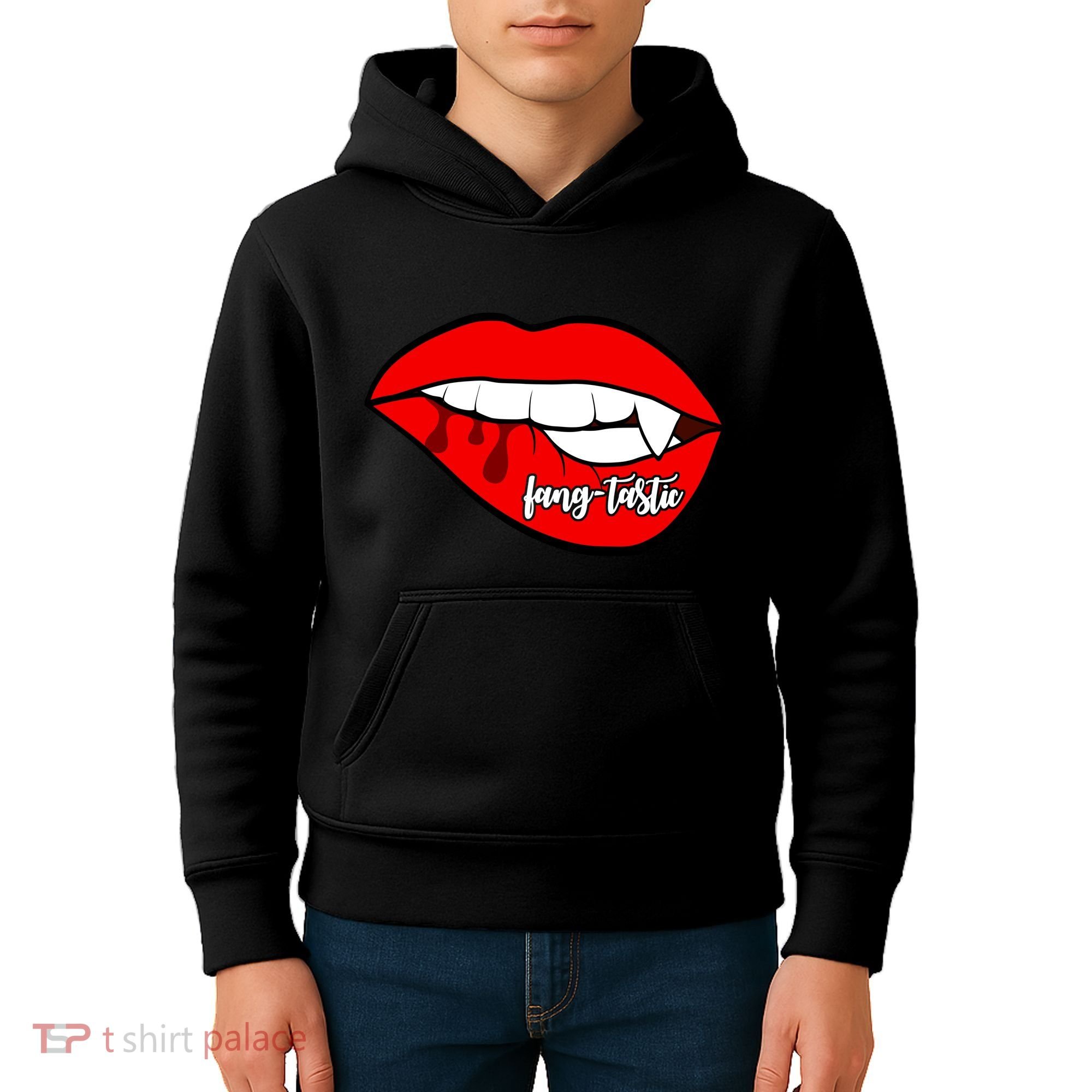 Fang Tastic Funny Vampire Lips Kids Hoodie