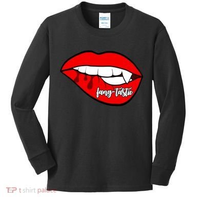 Fang Tastic Funny Vampire Lips Kids Long Sleeve Shirt