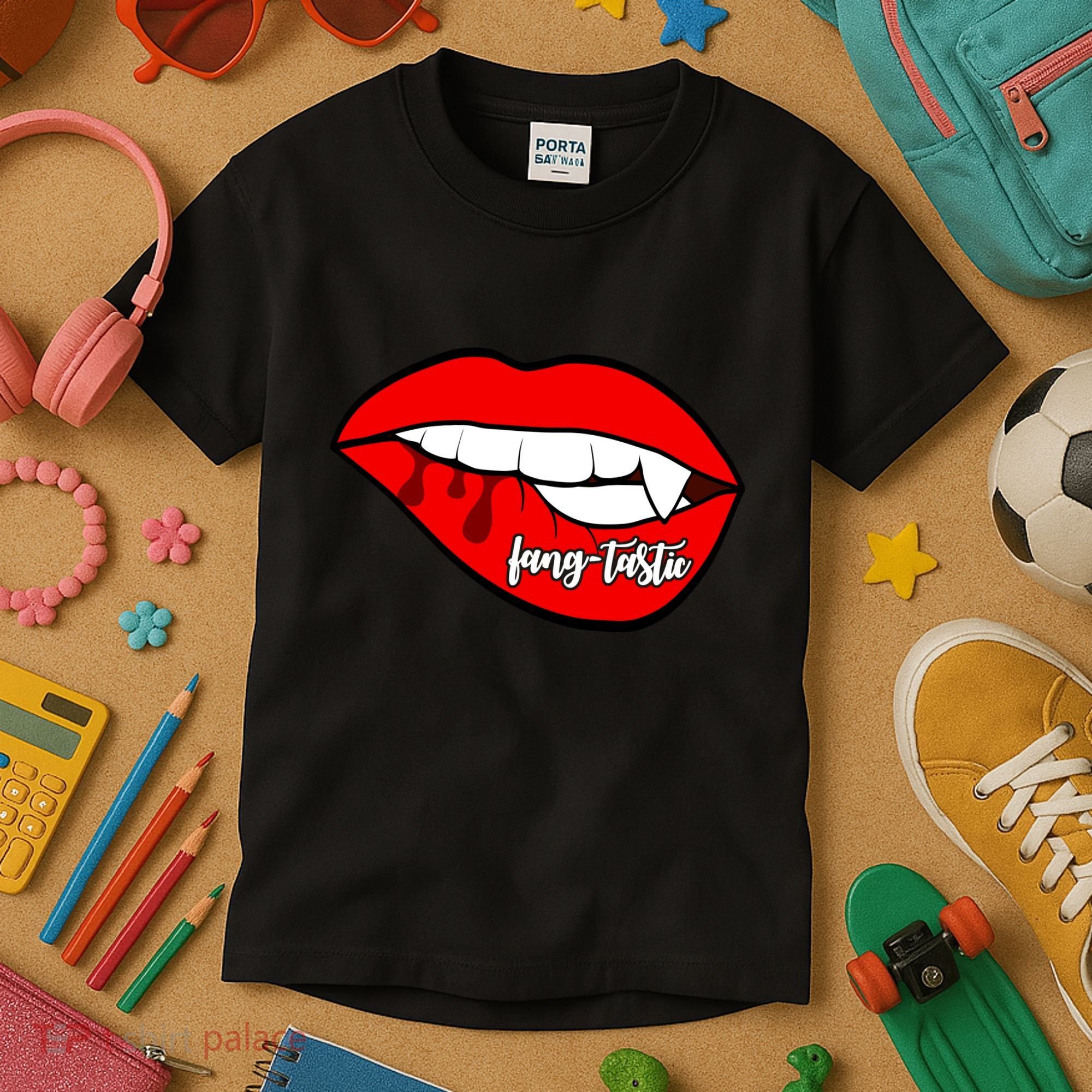 Fang Tastic Funny Vampire Lips Kids T-Shirt