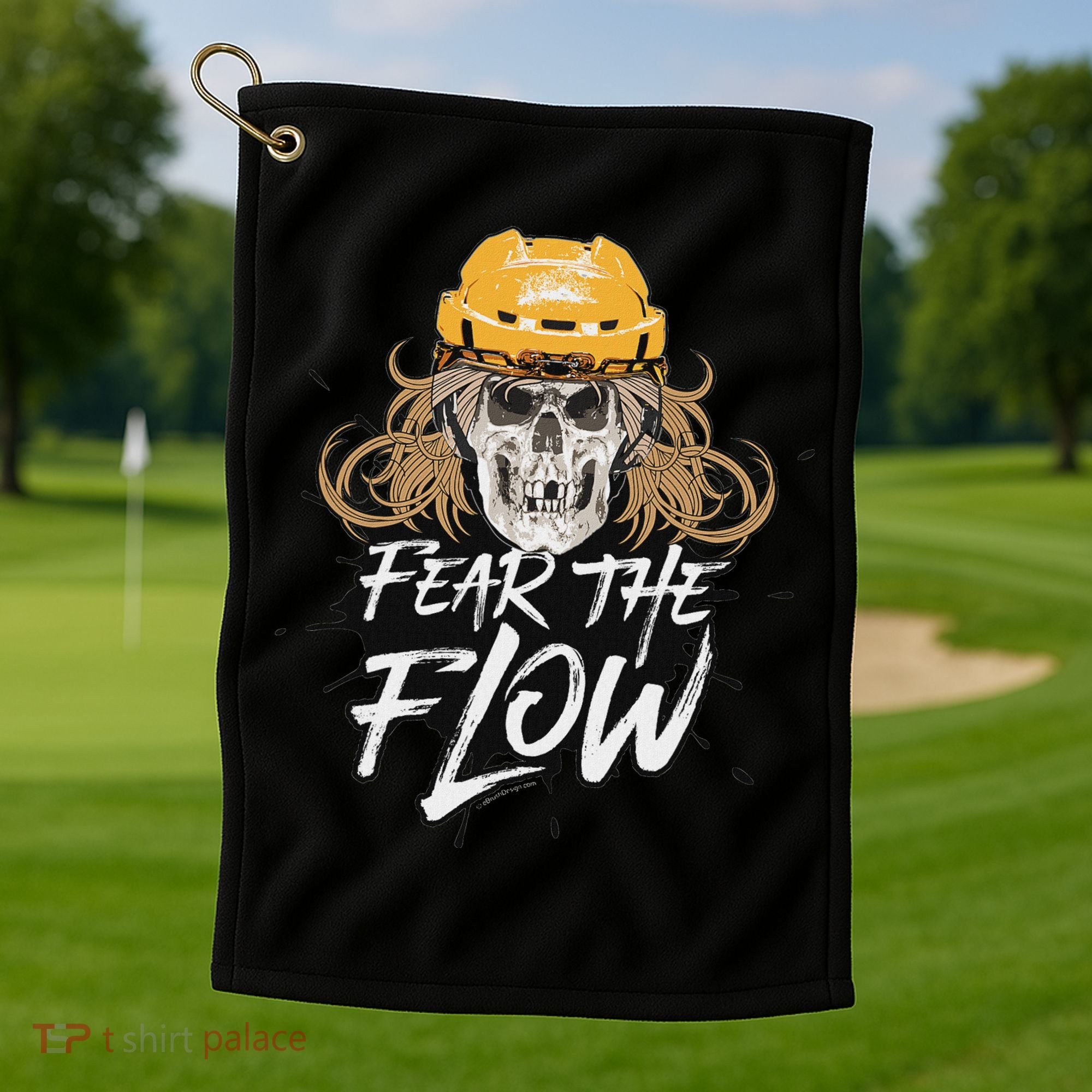 Fear The Flow Funny Hockey Hair Golf Towel
