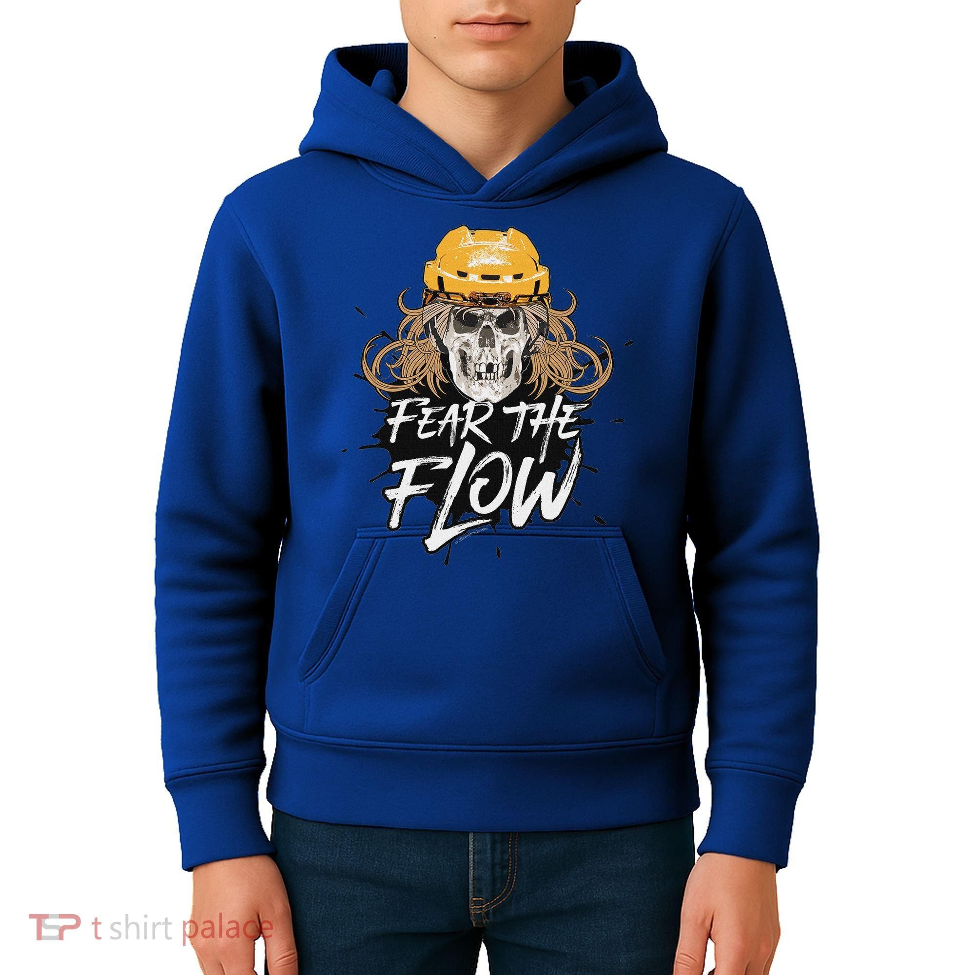 Fear The Flow Funny Hockey Hair Kids Hoodie