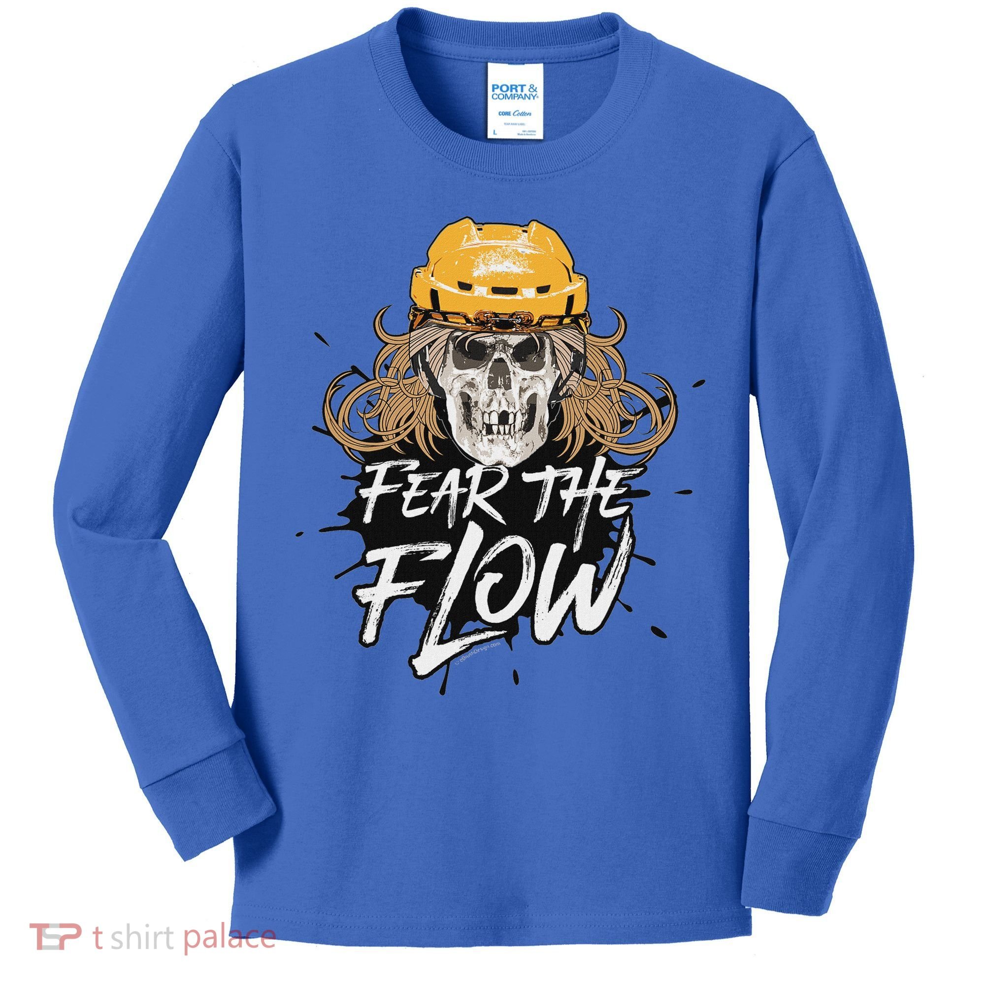 Fear The Flow Funny Hockey Hair Kids Long Sleeve Shirt