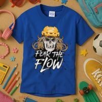 Fear The Flow Funny Hockey Hair Kids T-Shirt thumb 3