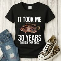 Funny Tripletail Fishing 30th Birthday 30 Years To Fish Women's T-Shirt thumb 3