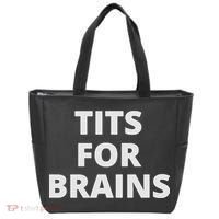 Funny Tits For Brains Sarcasm Saying Feminist Tote Bag thumb 0
