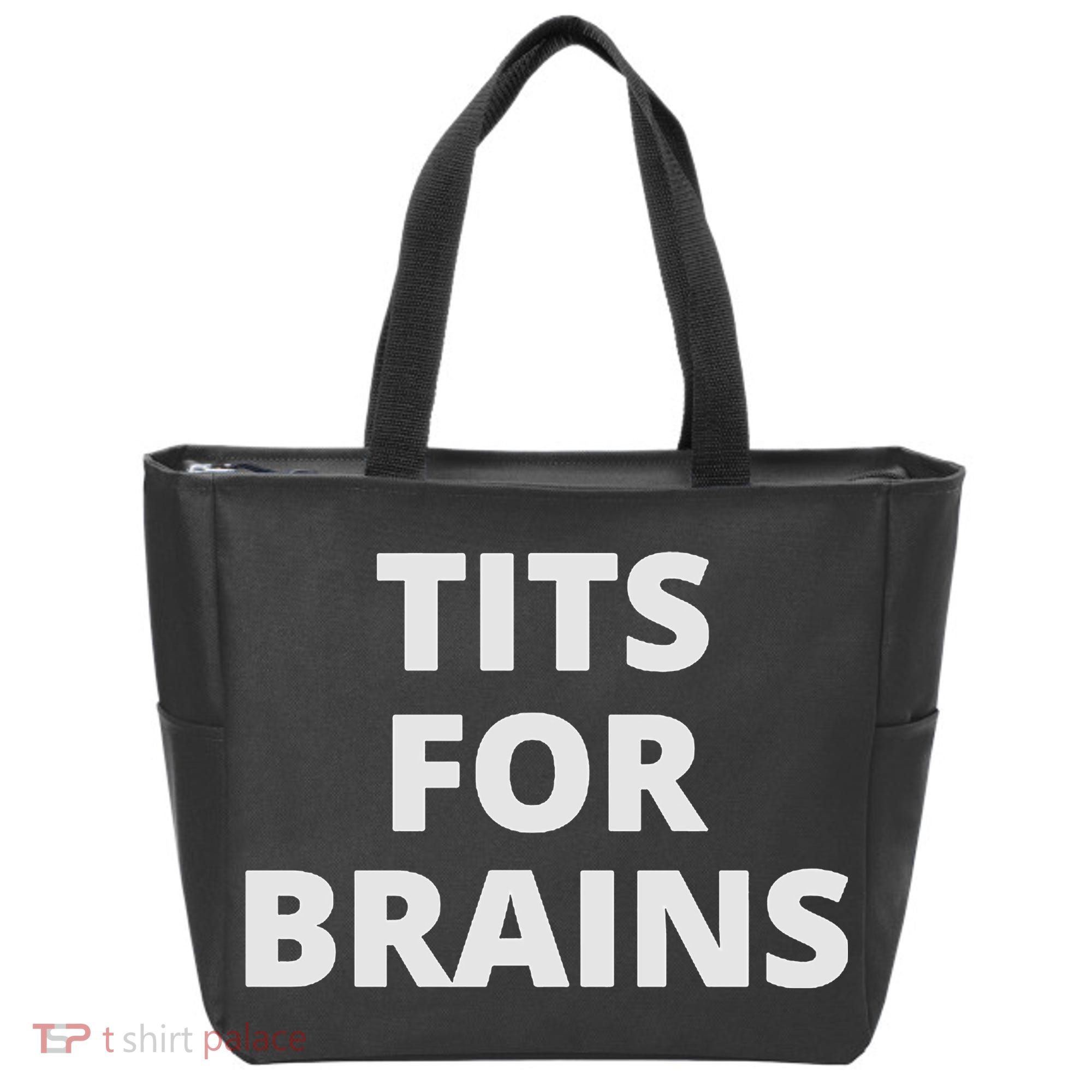 Funny Tits For Brains Sarcasm Saying Feminist Tote Bag