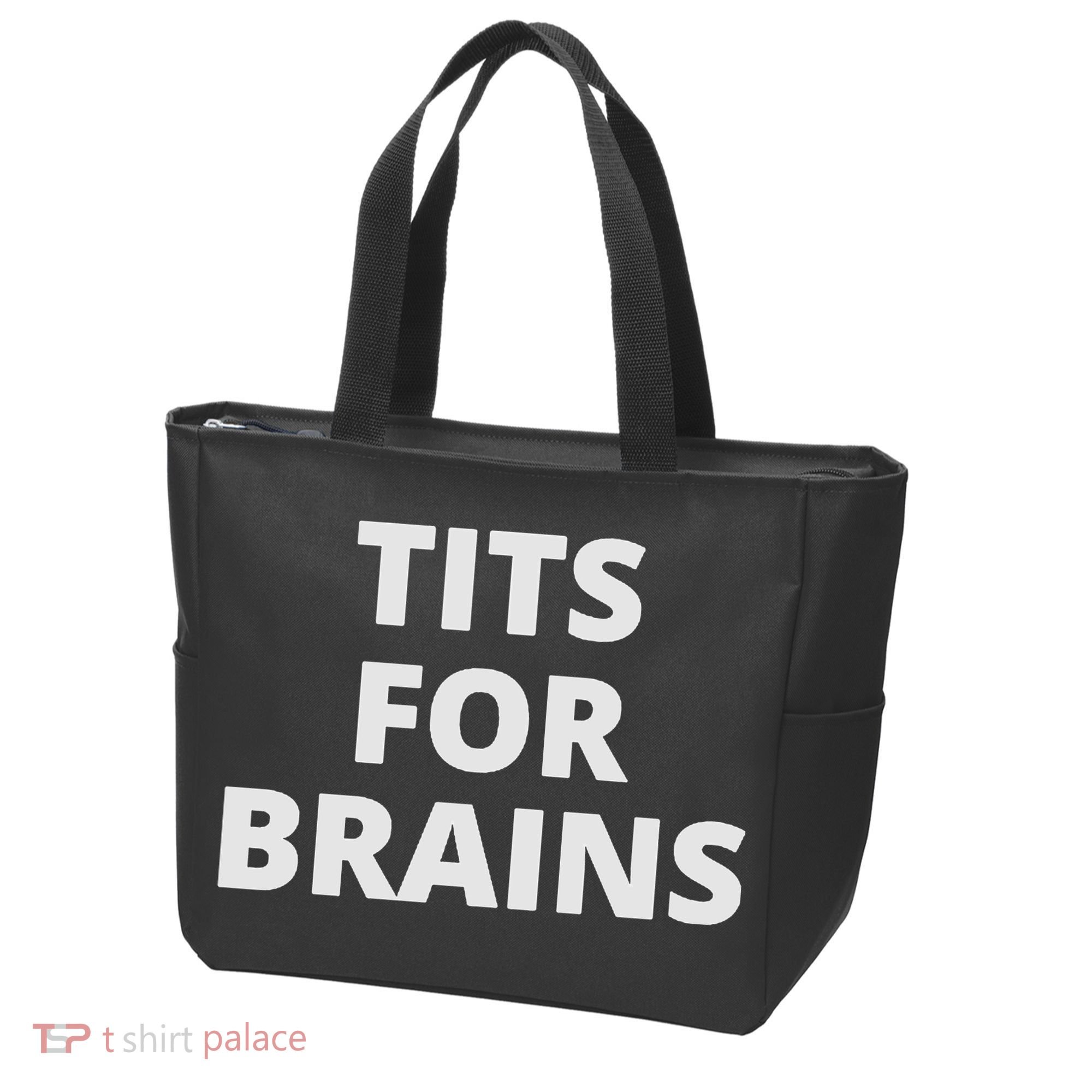 Funny Tits For Brains Sarcasm Saying Feminist Tote Bag