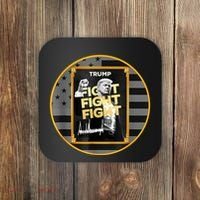 Funny Trump Fight Meme Coin Crypto President Coaster thumb 0