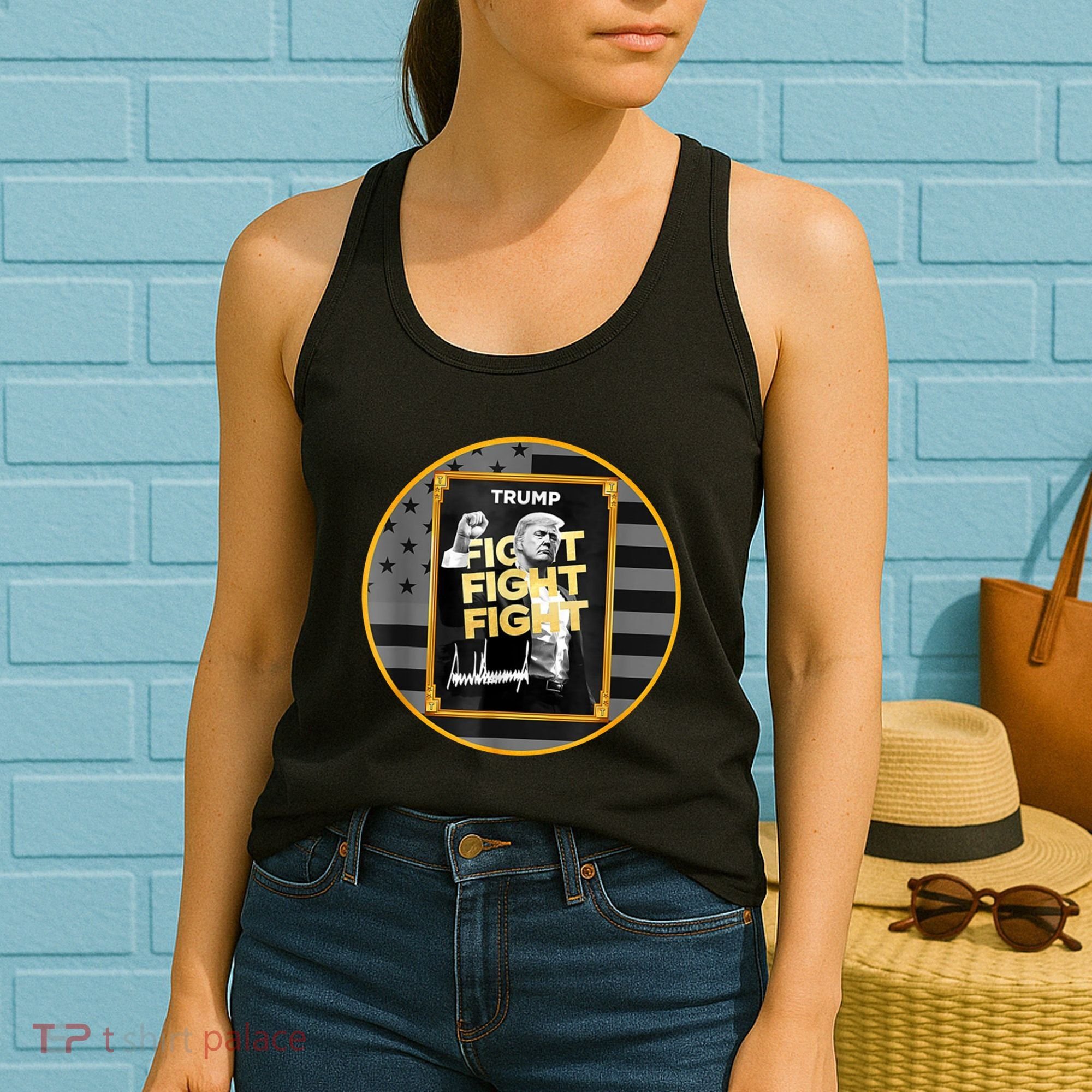 Funny Trump Fight Meme Coin Crypto President Women's Tank Top