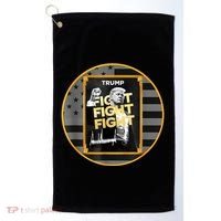 Funny Trump Fight Meme Coin Crypto President Golf Towel thumb 0