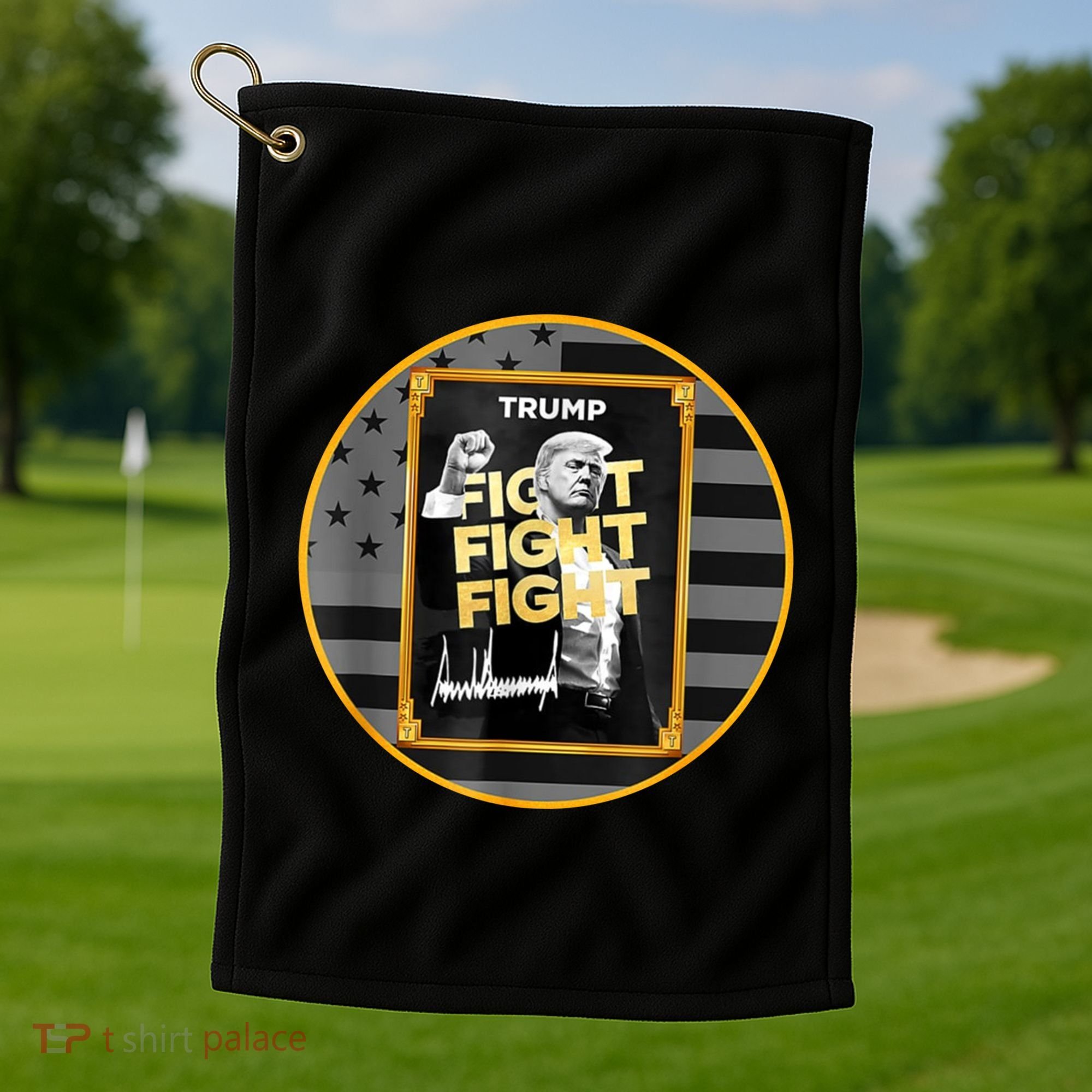 Funny Trump Fight Meme Coin Crypto President Golf Towel
