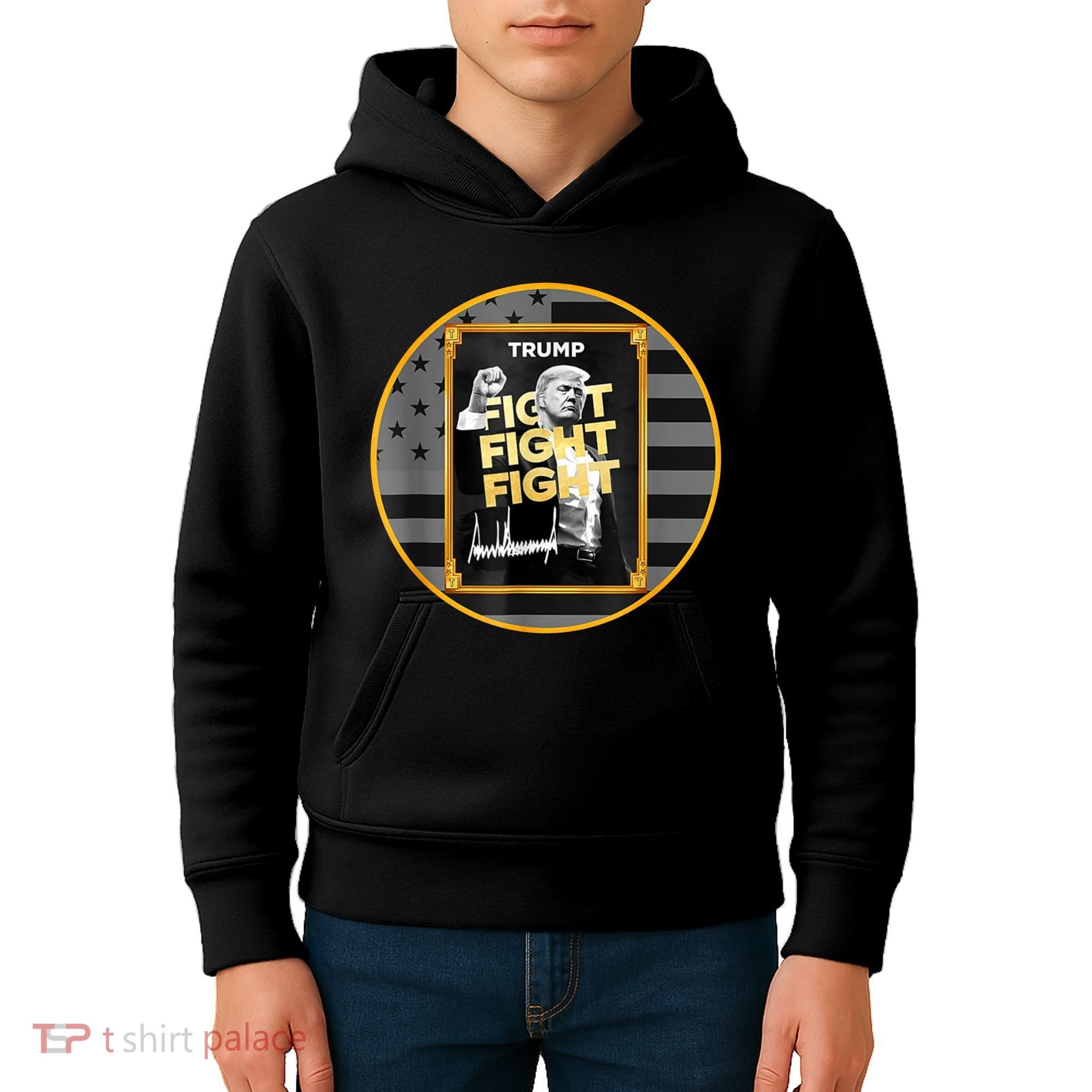 Funny Trump Fight Meme Coin Crypto President Kids Hoodie