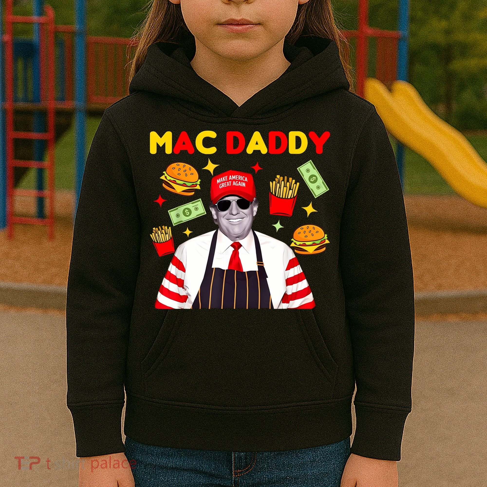 Funny Trump Fries Making Fries Mac Daddy Kids Hoodie