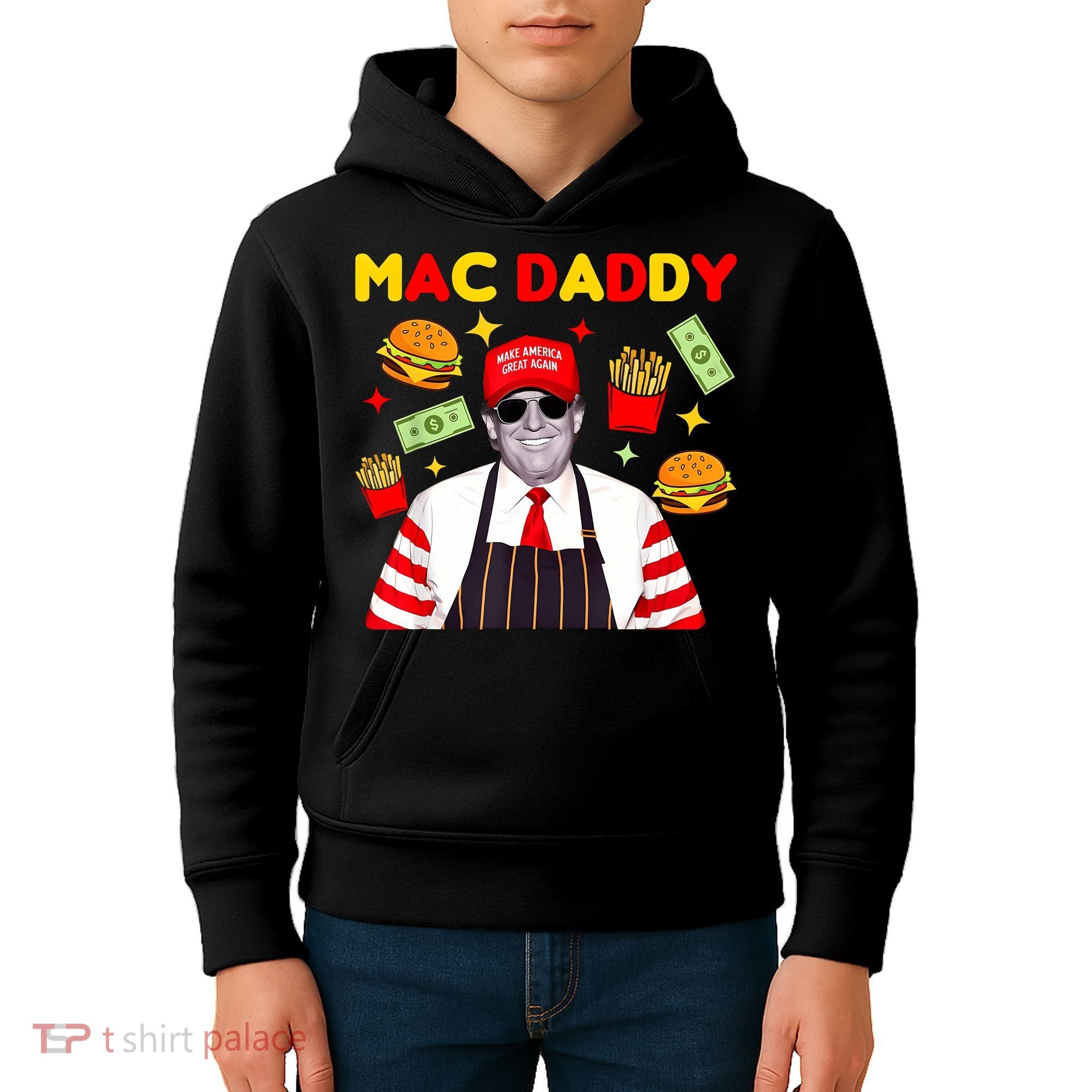 Funny Trump Fries Making Fries Mac Daddy Kids Hoodie
