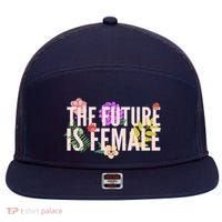 Floral The Future Is Female 7 Panel Mesh Trucker Snapback Hat thumb 0