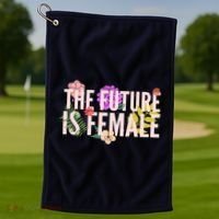 Floral The Future Is Female Golf Towel thumb 1