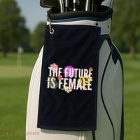 Floral The Future Is Female Golf Towel thumb 2