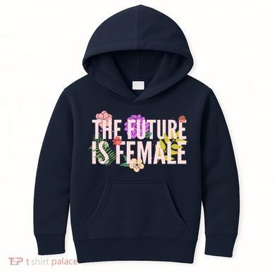 Floral The Future Is Female Kids Hoodie