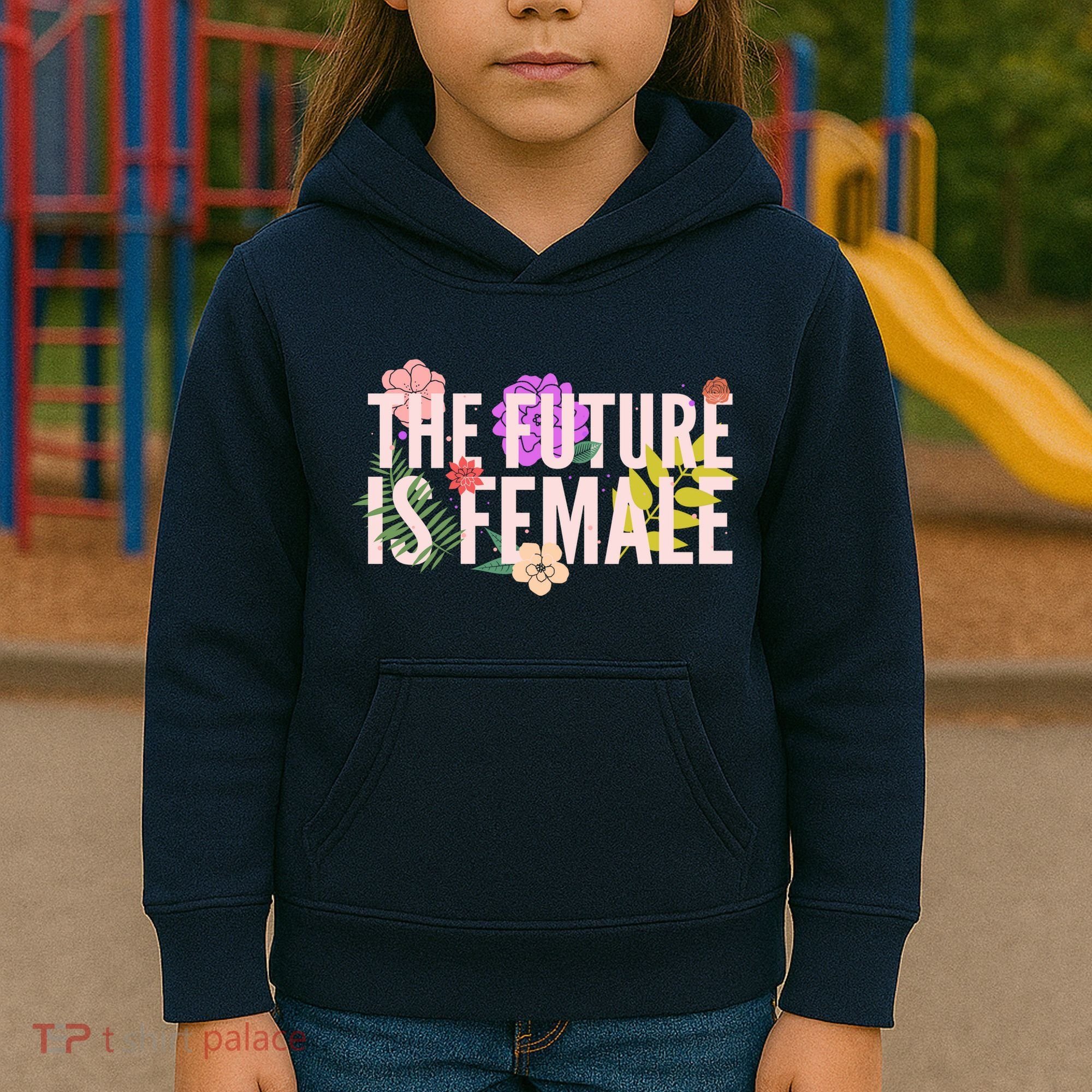 Floral The Future Is Female Kids Hoodie