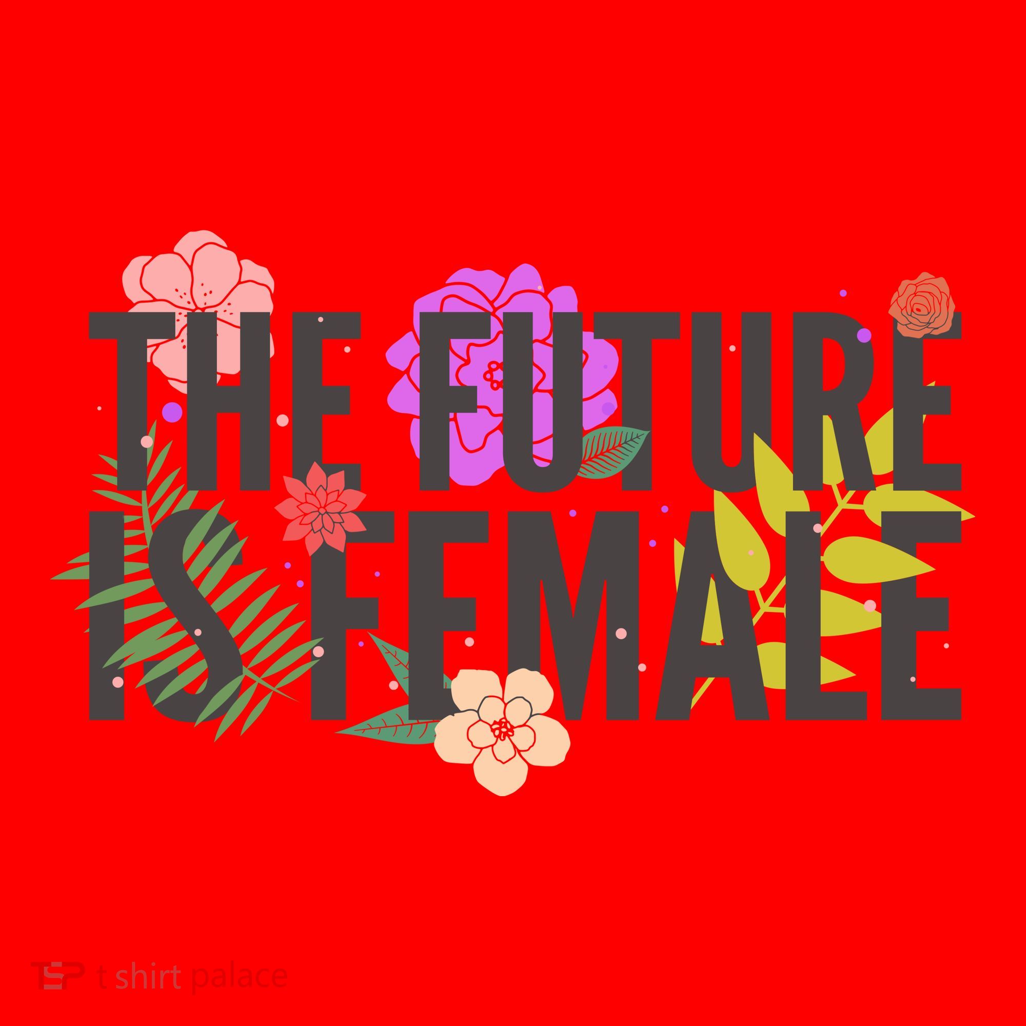 Floral The Future Is Female Santa Hat