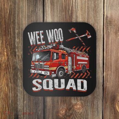 Fire Truck Firefighters Lovers Wee Woo Squad Coaster