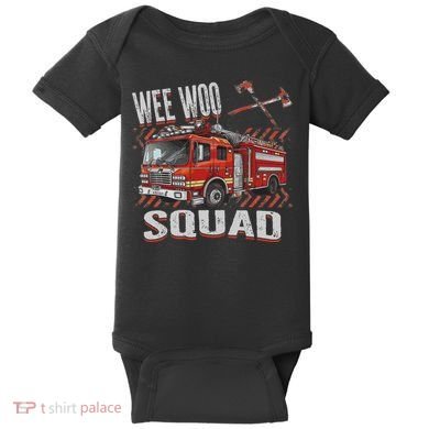 Fire Truck Firefighters Lovers Wee Woo Squad Baby Bodysuit
