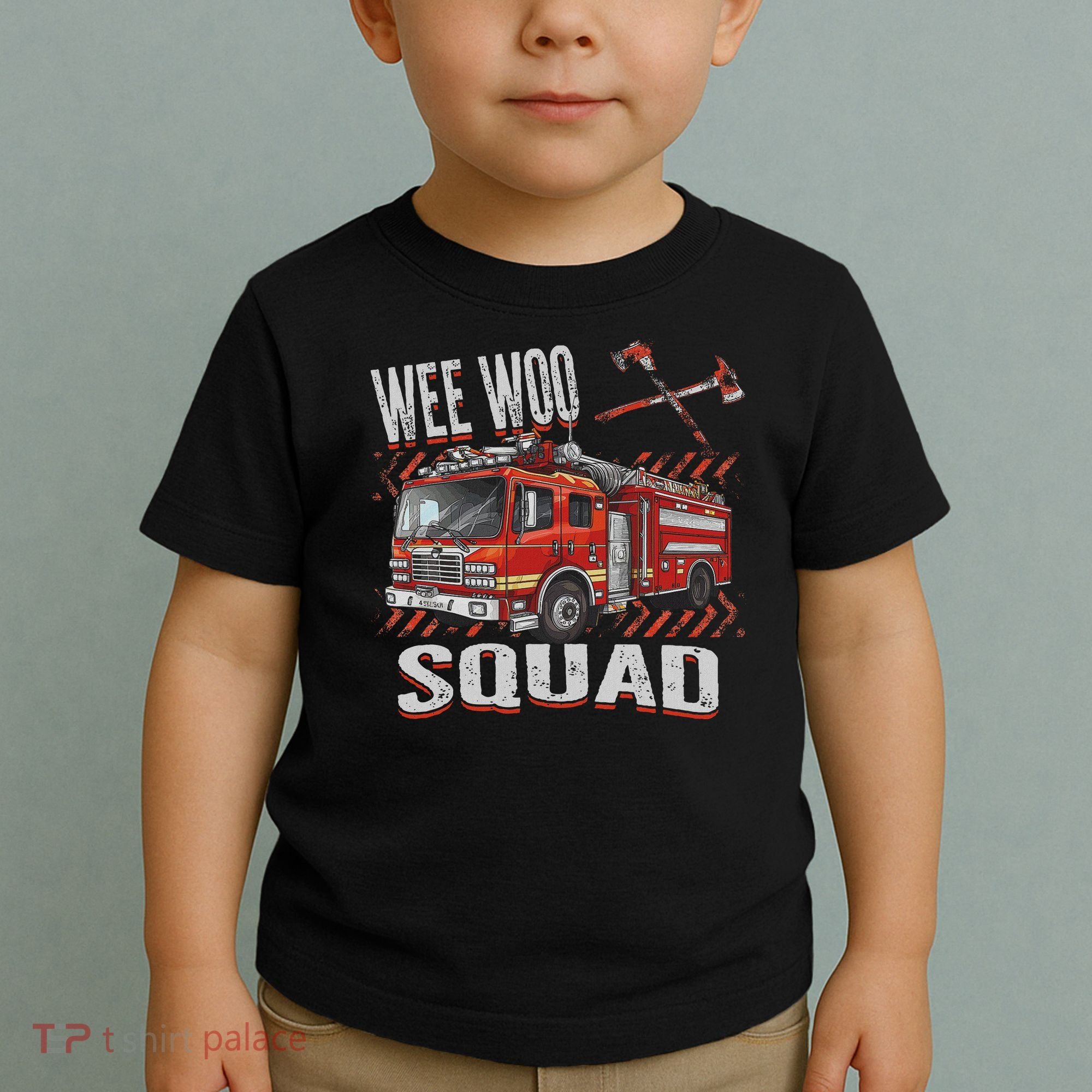 Fire Truck Firefighters Lovers Wee Woo Squad Toddler T-Shirt