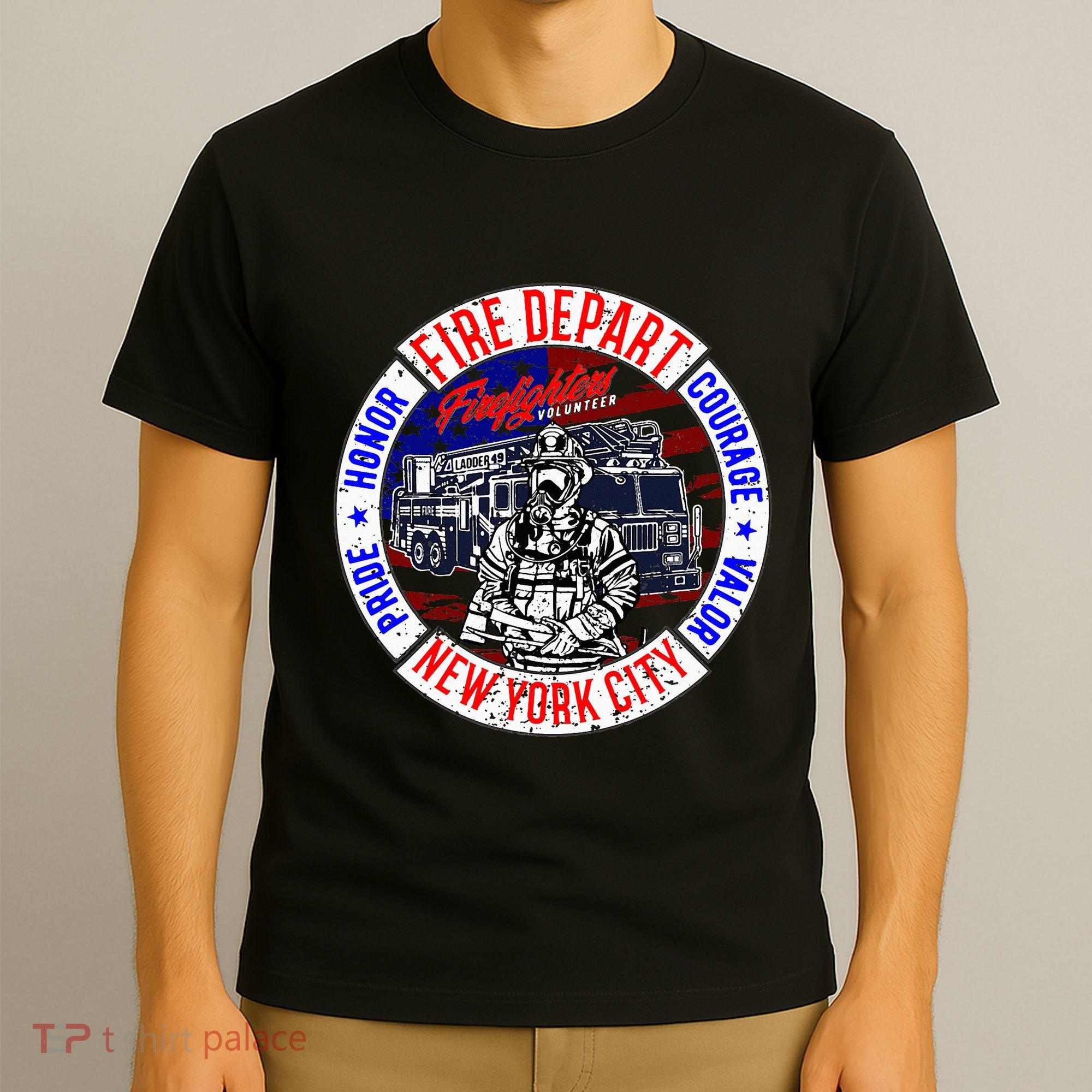 Firefighter Truck Gear Fire Department New York Firefighters T-Shirt