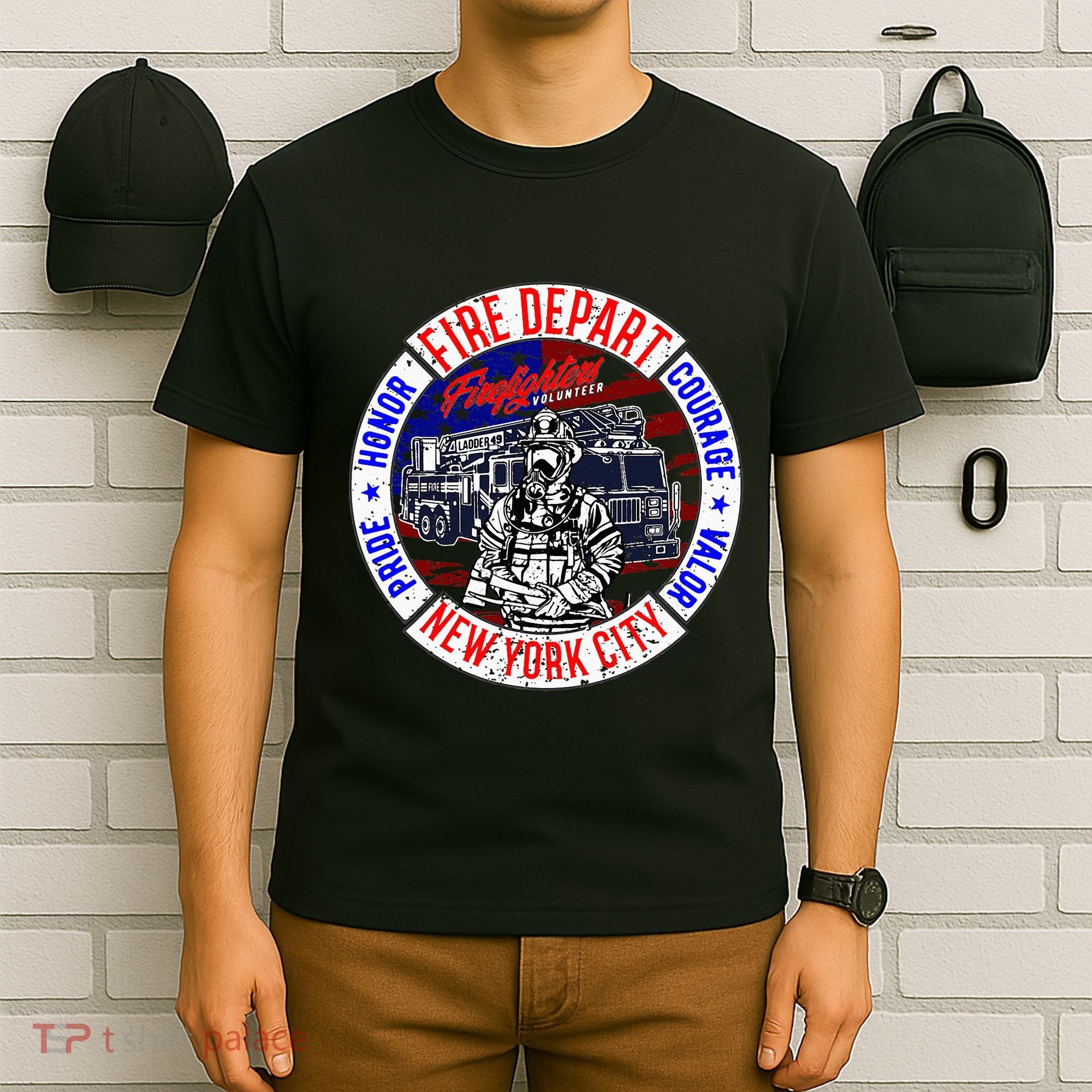 Firefighter Truck Gear Fire Department New York Firefighters T-Shirt