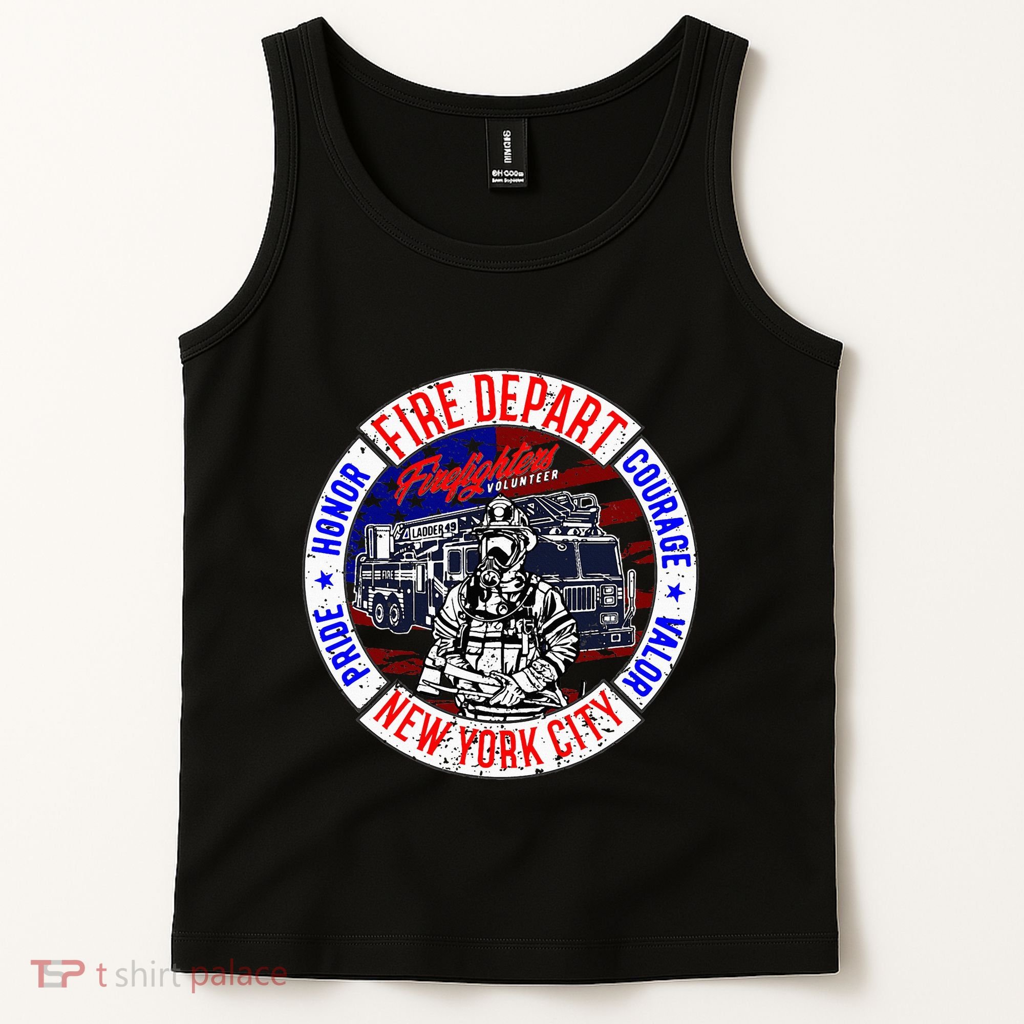 Firefighter Truck Gear Fire Department New York Firefighters Tank Top