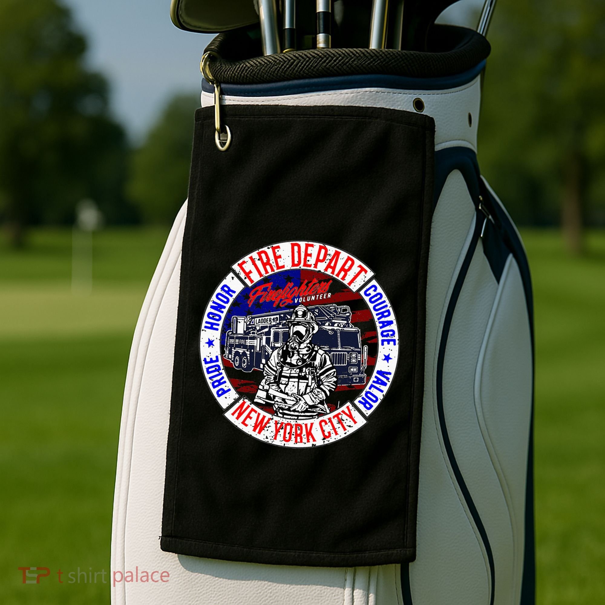 Firefighter Truck Gear Fire Department New York Firefighters Golf Towel