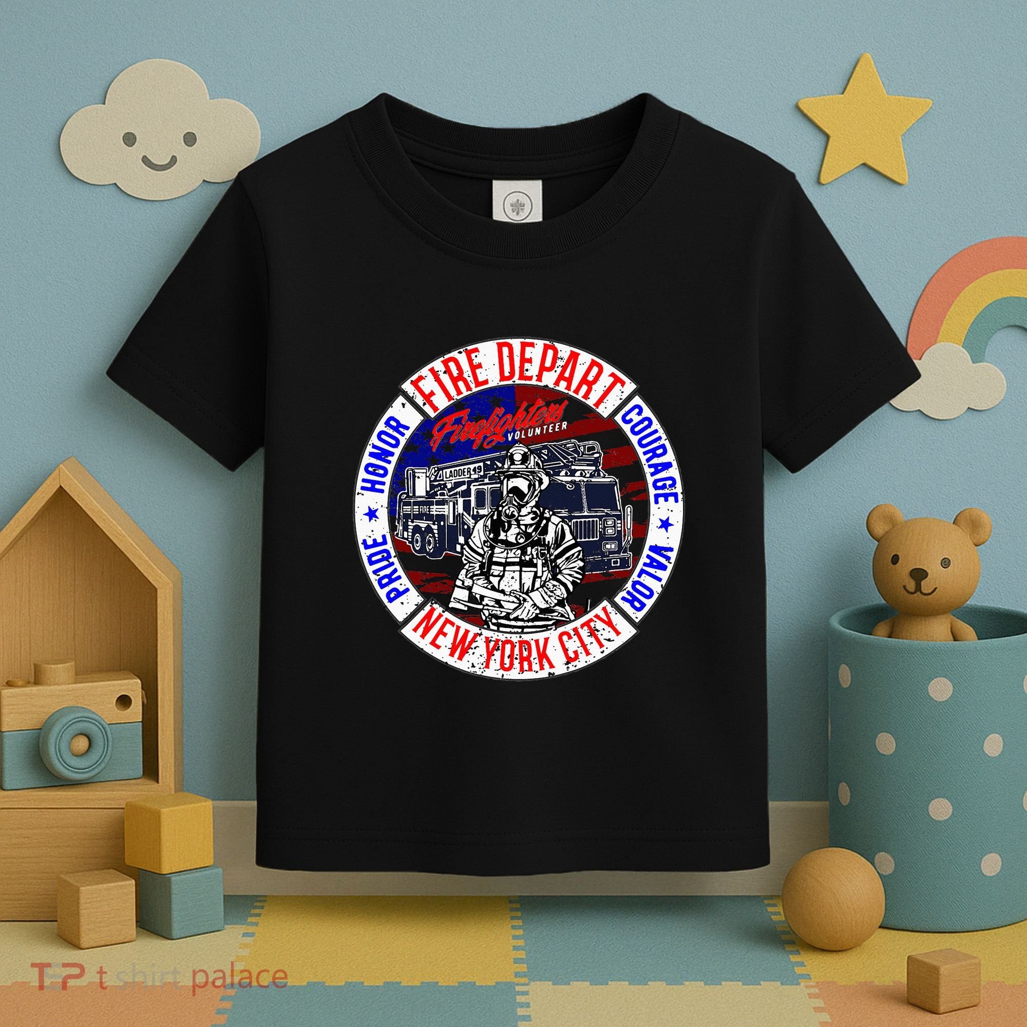 Firefighter Truck Gear Fire Department New York Firefighters Toddler T-Shirt