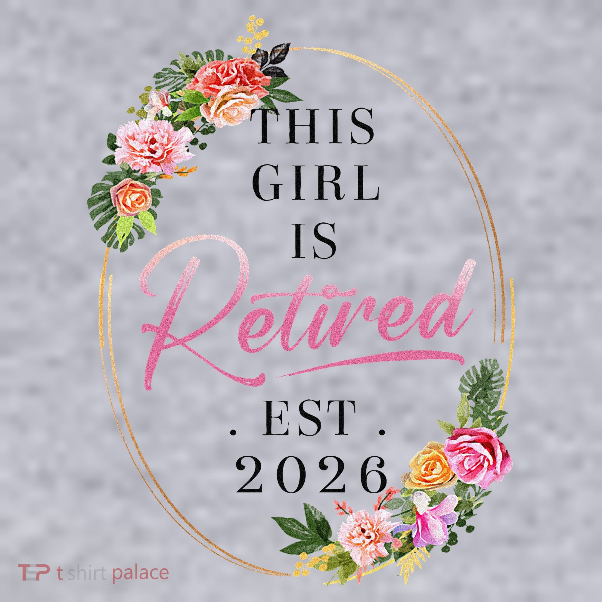Floral This Girl Is Retired EST 2026  Women's Racerback Cropped Tank