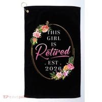 Floral This Girl Is Retired EST 2026  Golf Towel thumb 0
