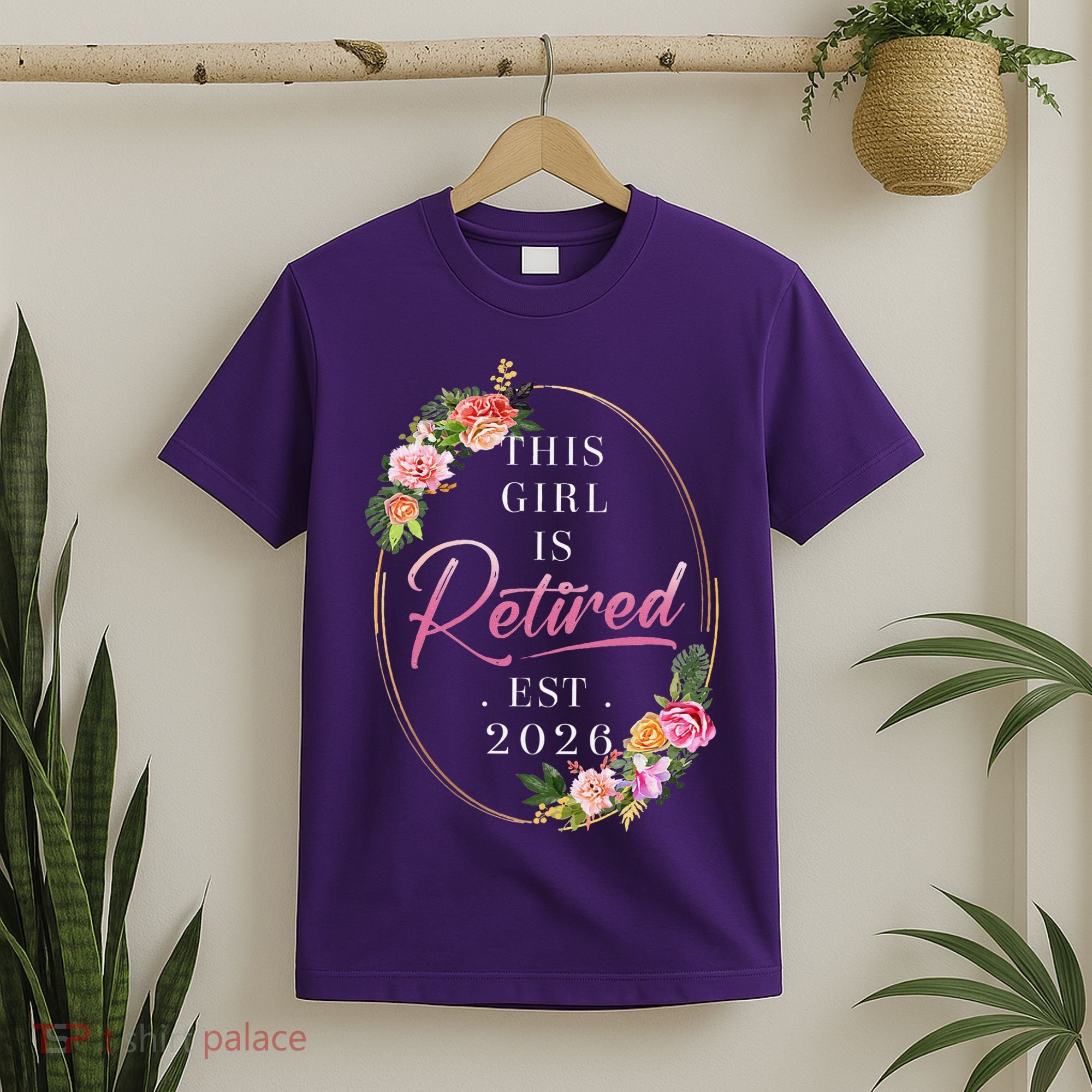 Floral This Girl Is Retired EST 2026  T-Shirt